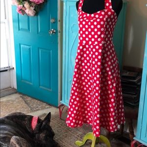 New Polka Dot Halter Swing Dress